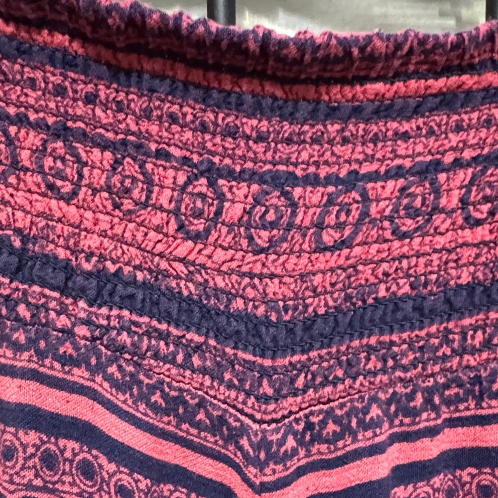 Free People Navy and Raspberry Patterned pants L boho - Picture 10 of 11